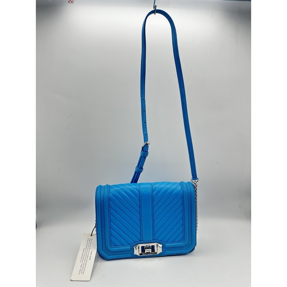 Rebecca Minkoff Chevron Quilted Small Love Crossbody Bag Marina NWT